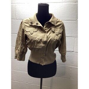 Cato Jacket Blazer 3/4 Sleeve Tan One Button Closure Pockets Women's Sz. Large